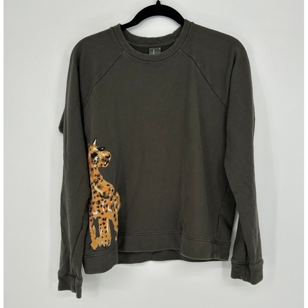 Anthropologie Women XS LouLou Avenue Cheetah Graphic Sweatshirt Arsty Eclectic